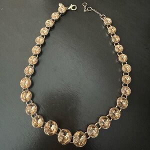 J. Crew Rose Gold Colored Crystal Statement Necklace with Silver metal details